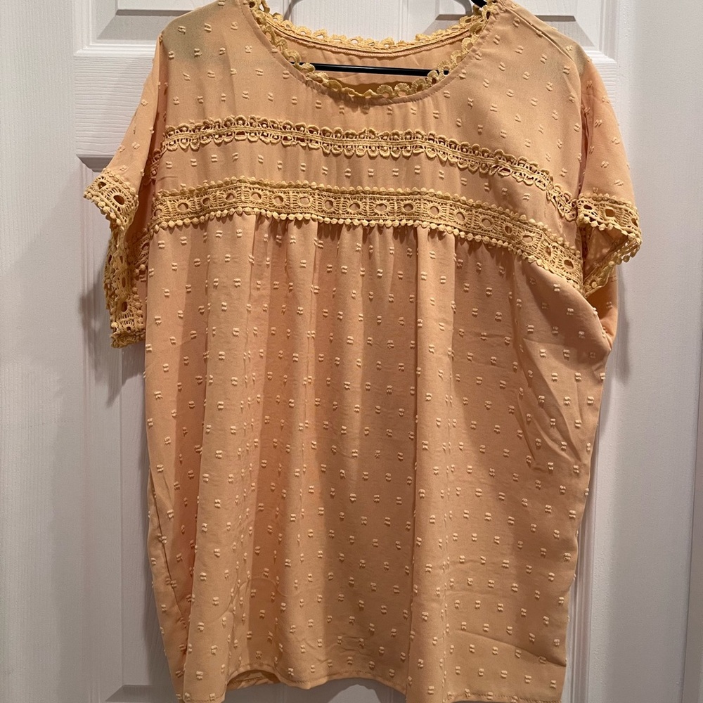 Summer Crochet Flowy Yellow XL Top